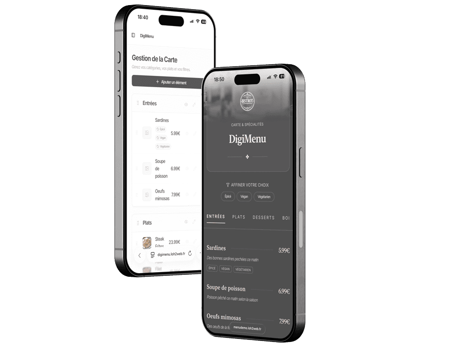 Application DigiMenu Mockup